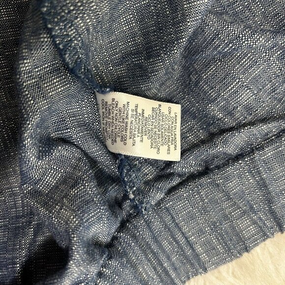 Derek Lam for Design Nation Jacket Blue Chambray Organic Cotton Blend Hooded L - Picture 10 of 12